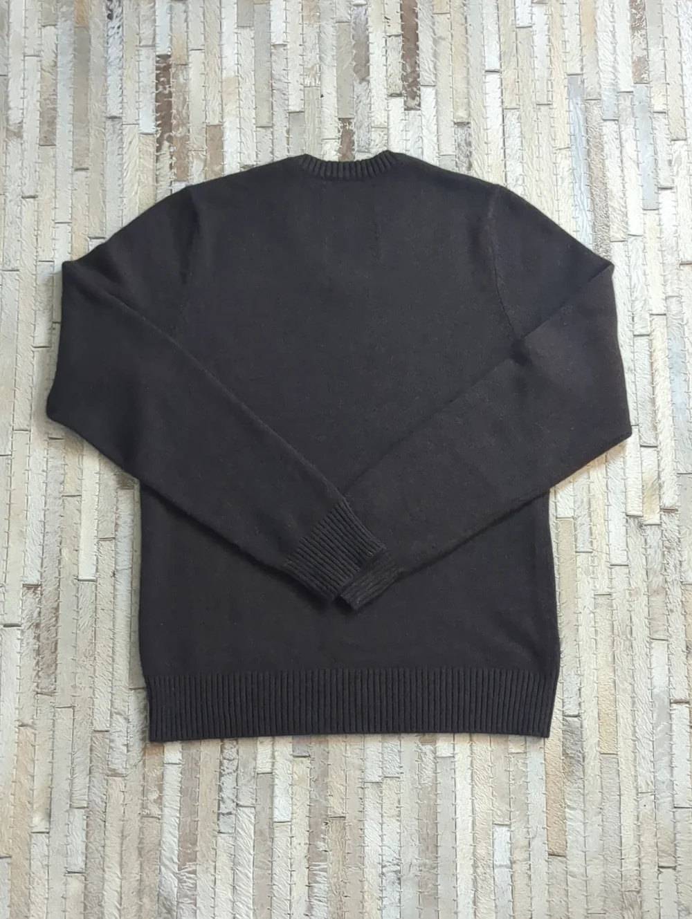 Abercrombie & Fitch Ezra Fitch 100% Cashmere V-Neck Brown Moose Logo Sweater